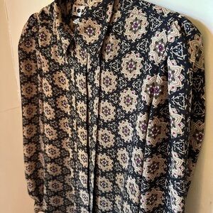 Vintage Geometric Flower Blouse | Size 4